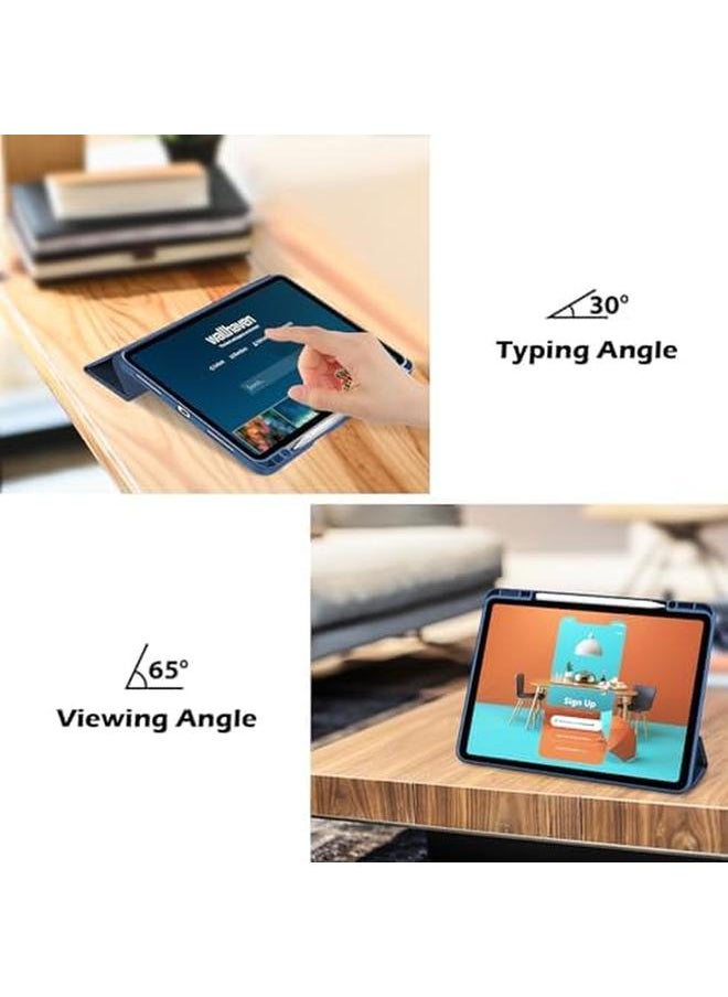 Procases - Smart Case For Ipad Pro 12.9 Case 6Th 5Th 4Th 3Rd Generation 2022 2021 2020 2018 Transparent Back Shell Cover With Built In Pencil Holder Auto Sleep Wake For Ipad Pro 12.9 Inch Navy - Image 1