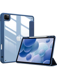 Procases Smart Case For Ipad Pro 12.9 Case 6Th 5Th 4Th 3Rd Generation 2022 2021 2020 2018 Transparent Back Shell Cover With Built In Pencil Holder Auto Sleep Wake For Ipad Pro 12.9 Inch Navy  - Image 1