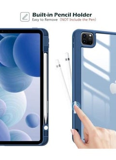 Procases Smart Case For Ipad Pro 12.9 Case 6Th 5Th 4Th 3Rd Generation 2022 2021 2020 2018 Transparent Back Shell Cover With Built In Pencil Holder Auto Sleep Wake For Ipad Pro 12.9 Inch Navy  - Image 4