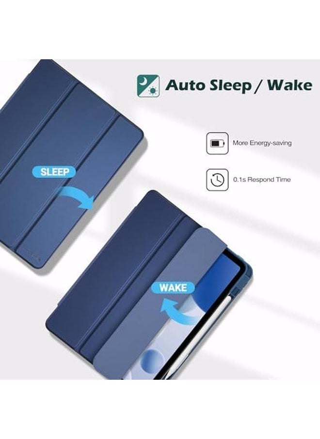 Procases - Smart Case For Ipad Pro 12.9 Case 6Th 5Th 4Th 3Rd Generation 2022 2021 2020 2018 Transparent Back Shell Cover With Built In Pencil Holder Auto Sleep Wake For Ipad Pro 12.9 Inch Navy - Image 1