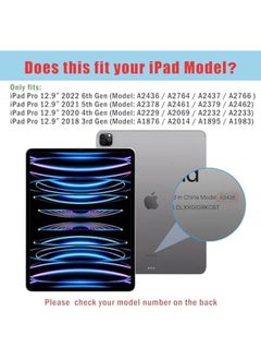 Procases Smart Case For Ipad Pro 12.9 Case 6Th 5Th 4Th 3Rd Generation 2022 2021 2020 2018 Transparent Back Shell Cover With Built In Pencil Holder Auto Sleep Wake For Ipad Pro 12.9 Inch Navy  - Image 2