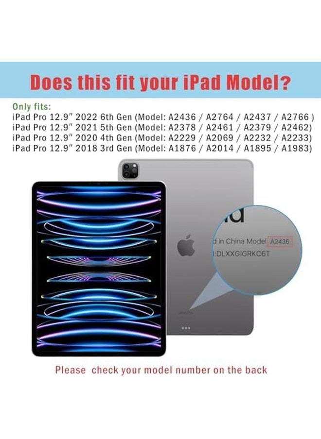 Procases - Smart Case For Ipad Pro 12.9 Case 6Th 5Th 4Th 3Rd Generation 2022 2021 2020 2018 Transparent Back Shell Cover With Built In Pencil Holder Auto Sleep Wake For Ipad Pro 12.9 Inch Navy - Image 1