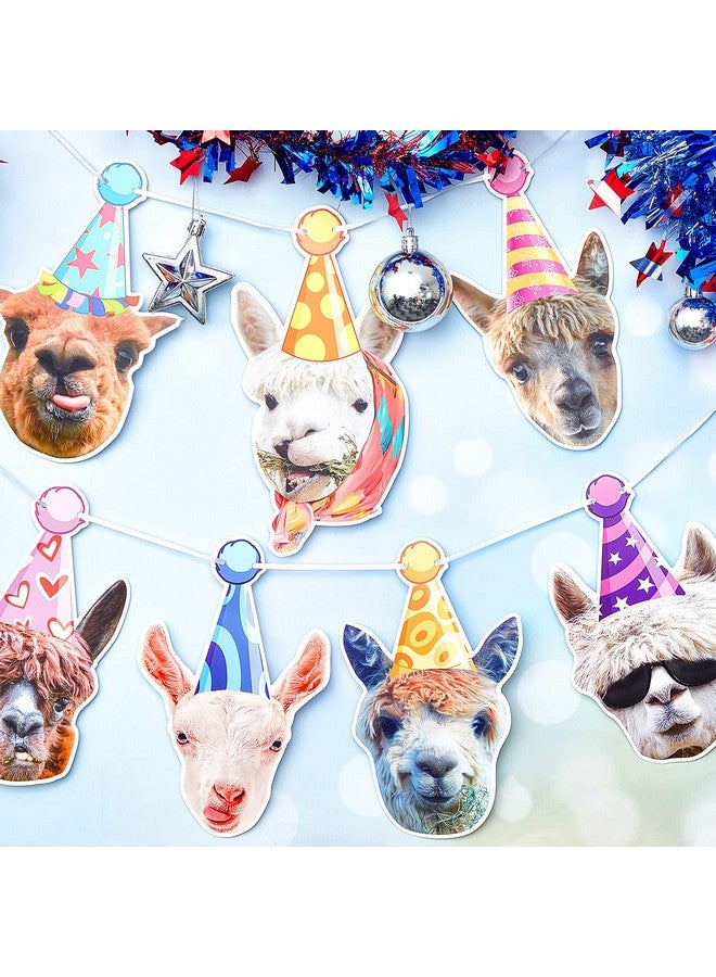 Chinco 24 Pcs Funny Llama Birthday Banner Decorations Alpaca Face Garland Portrait Bunting Llama Cactus Cake Cupcake Topper Hilarious Mexican Bday Party Decoration Baby Shower Supplies - Image 5