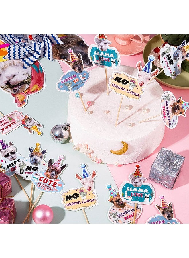 Chinco 24 Pcs Funny Llama Birthday Banner Decorations Alpaca Face Garland Portrait Bunting Llama Cactus Cake Cupcake Topper Hilarious Mexican Bday Party Decoration Baby Shower Supplies - Image 4