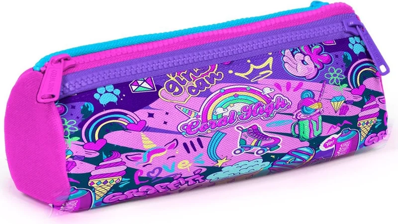 كورال هاي Kids Graffiti Patterned Three Compartment Pencil Bag