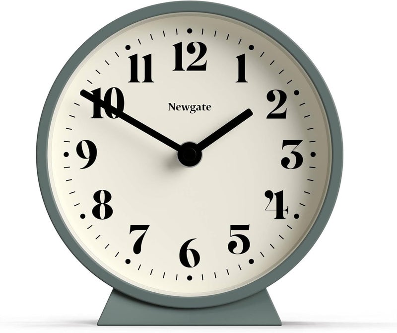 NEWGATE ® Theatre Mantel Clock | Modern Classic Round Design | Asparagus Green | Contemporary Style for Desk, Table, Shelf or Bedside - Image 1