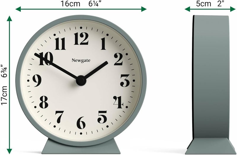 NEWGATE ® Theatre Mantel Clock | Modern Classic Round Design | Asparagus Green | Contemporary Style for Desk, Table, Shelf or Bedside - Image 4