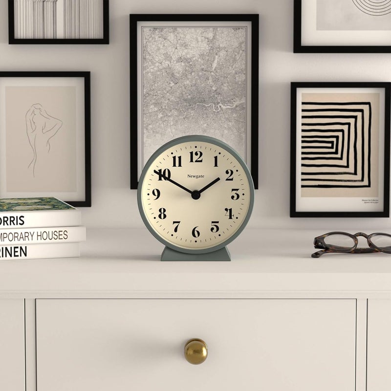 NEWGATE ® Theatre Mantel Clock | Modern Classic Round Design | Asparagus Green | Contemporary Style for Desk, Table, Shelf or Bedside - Image 3