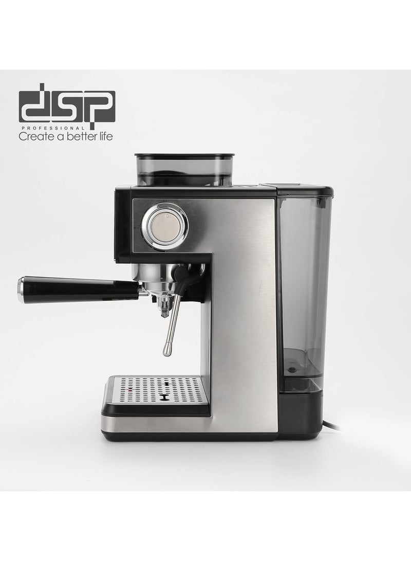 دي اس بي DSP Professional Coffee Machine Stainless Steel Home Use Espresso Coffee Maker 1.7L 20bar Espresso Coffee Maker 1350W with innovative 150g bean Grinding system KA3123 - Image 3