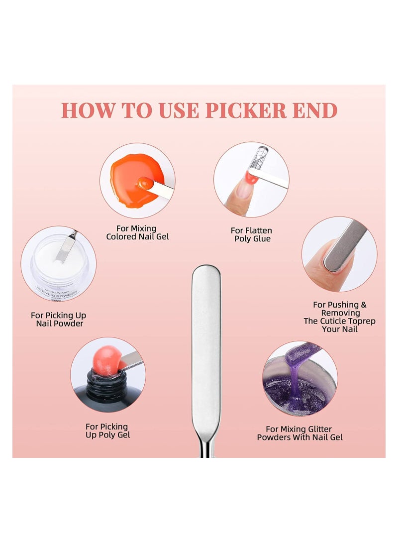 Zikra Dual-Ended Nail Brush, 2 In 1 Design Nail Brush and Spatula, 2pcs Stainless Steel Gel Nail Brush Tool, Nail Polish Cuticle Remover Gel for Nails Extension, Nail Art Design Painting Salon DIY - Image 5