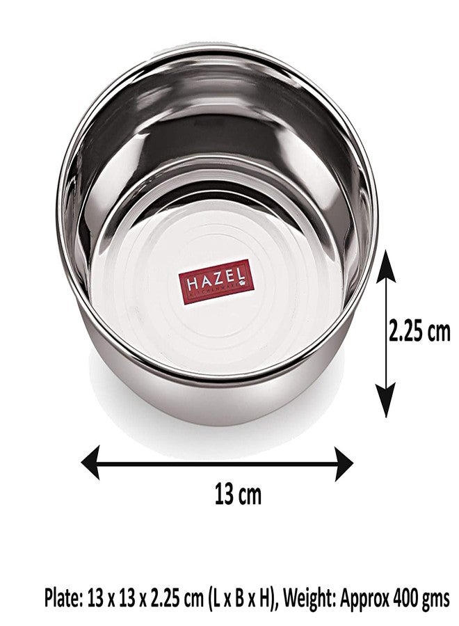 Hazel طقم أطباق تقديم الوجبات المتعددة الاستخدامات من هازل ستيل 6 قطع (حجم كبير 13 سم، فضي) - Image 4
