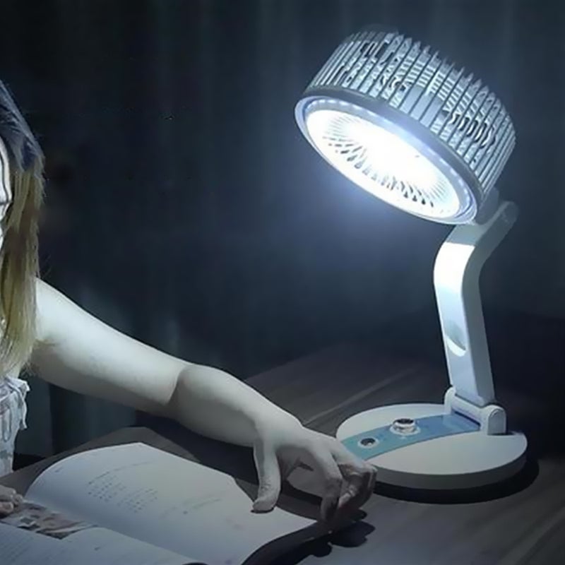USB Rechargeable Fan with Night Light Adjustable Speed & Brightness Multifunctional Wall Mounted & Desktop Fan for Home Office Outdoor Travel - Image 2