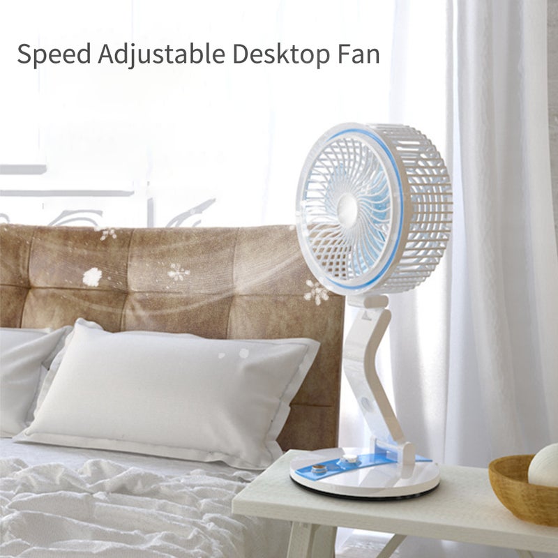 USB Rechargeable Fan with Night Light Adjustable Speed & Brightness Multifunctional Wall Mounted & Desktop Fan for Home Office Outdoor Travel - Image 4