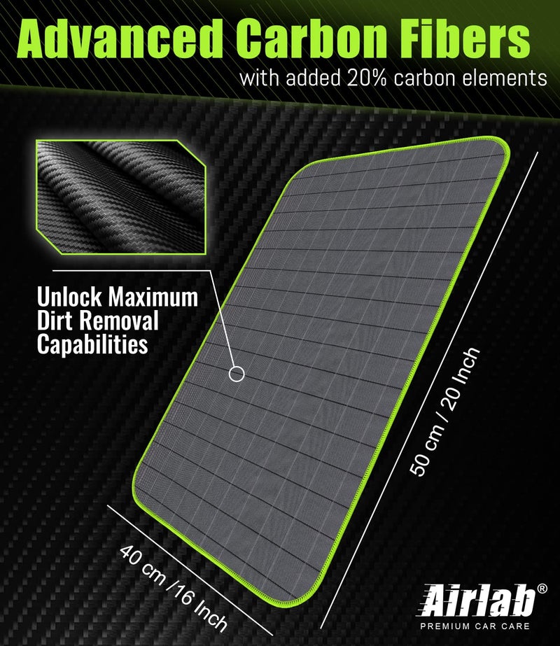 Airlab Carbon Microfiber Towels for Car Glass Window Polishing Cleaning Cloth Auto Detailing Lint Free Streak Free Drying Car Wash Large Towel, Pack of 2, 20" x 16", Grey-Green - Image 3