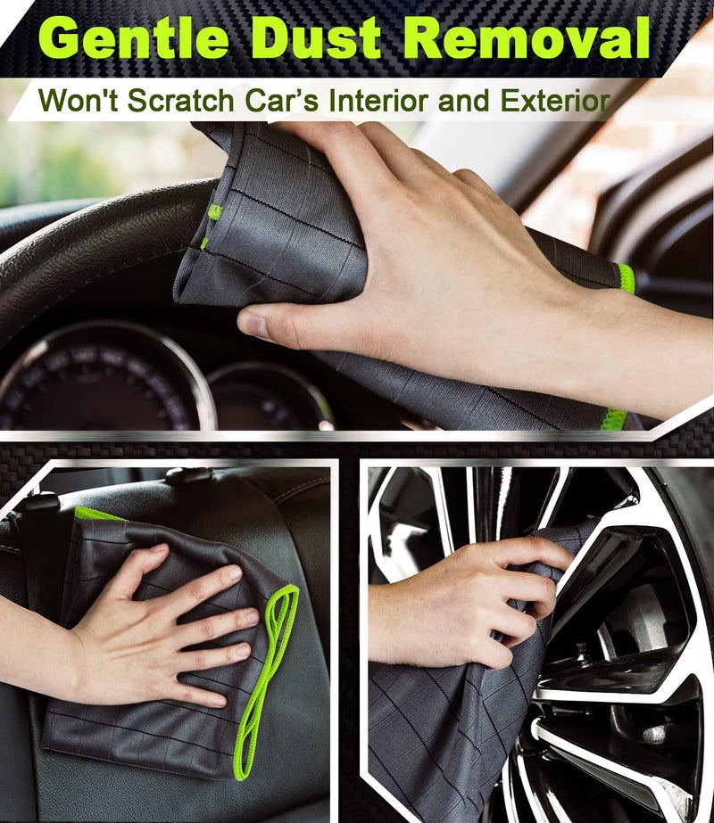 Airlab Carbon Microfiber Towels for Car Glass Window Polishing Cleaning Cloth Auto Detailing Lint Free Streak Free Drying Car Wash Large Towel, Pack of 2, 20" x 16", Grey-Green - Image 4