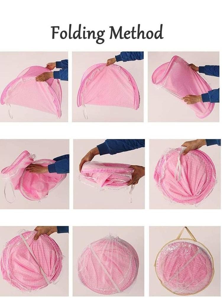 New Born Baby Folding Tent For Protect in Insects , Mosquito Pink - Image 4