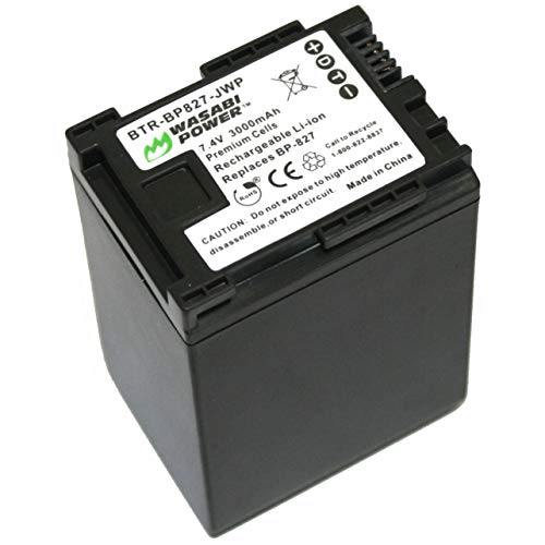Wasabi Power Battery for Canon BP-827 (3000mAh) and Canon VIXIA HF G10, HF G20, HF M30, HF M31, HF M32, HF M40, HF M41, HF M300, HF M400, HF S10, HF S11, HF S20, HF S21, HF S30, HF S100, HF S200, HF10, HF11, HF20, HF21, HF100, HF200, HG20, HG21, HG30, XA10 - Image 1