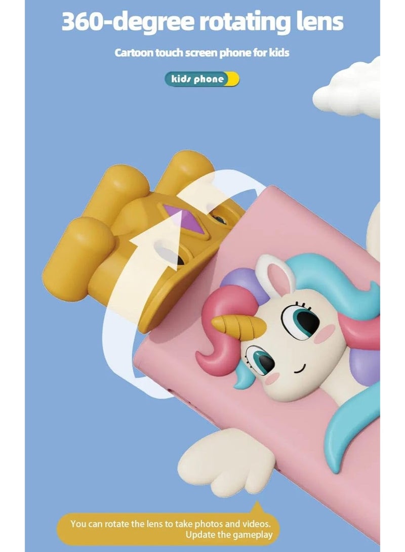 MOCOM Kids 3D Interactive Smart Phone with 360° Rotating HD Camera & Touch Screen | Educational Games, MP3 & Eye Protection | Durable, Child-Friendly Learning Toy for Ages 3+ Kids Gift - Image 3