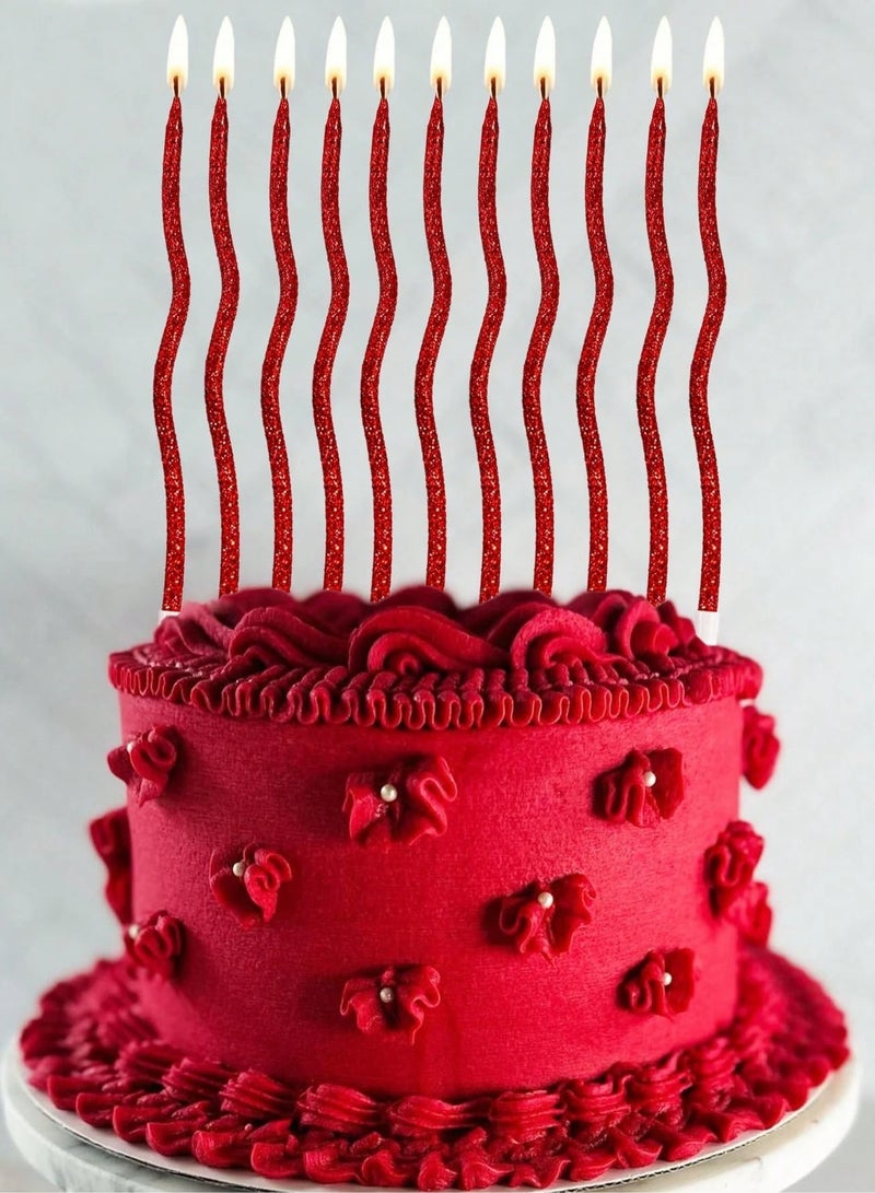 Birthday Decorations 6-piece candle set with a modern, shiny wavy design that adds a unique and distinctive touch to the cake, suitable for wedding and engagement parties  - Image 1