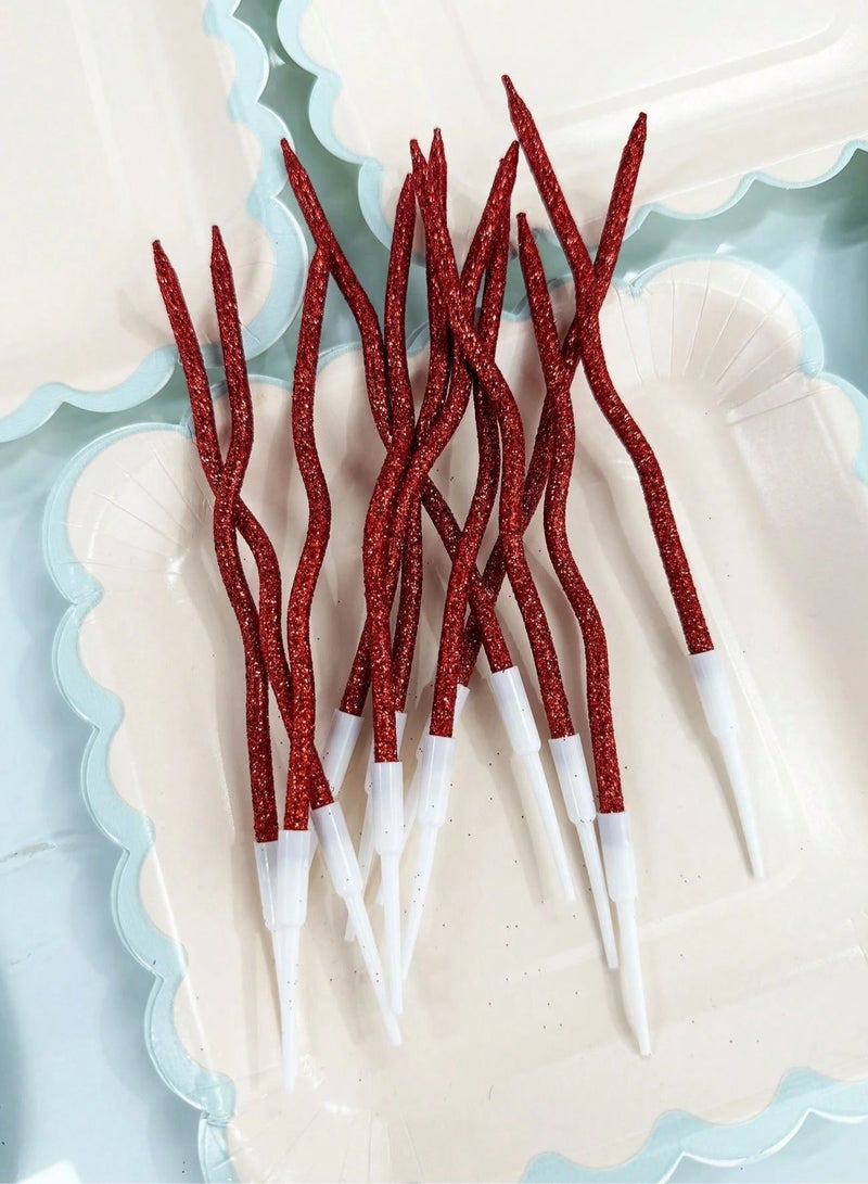 Birthday Decorations 6-piece candle set with a modern, shiny wavy design that adds a unique and distinctive touch to the cake, suitable for wedding and engagement parties  - Image 2