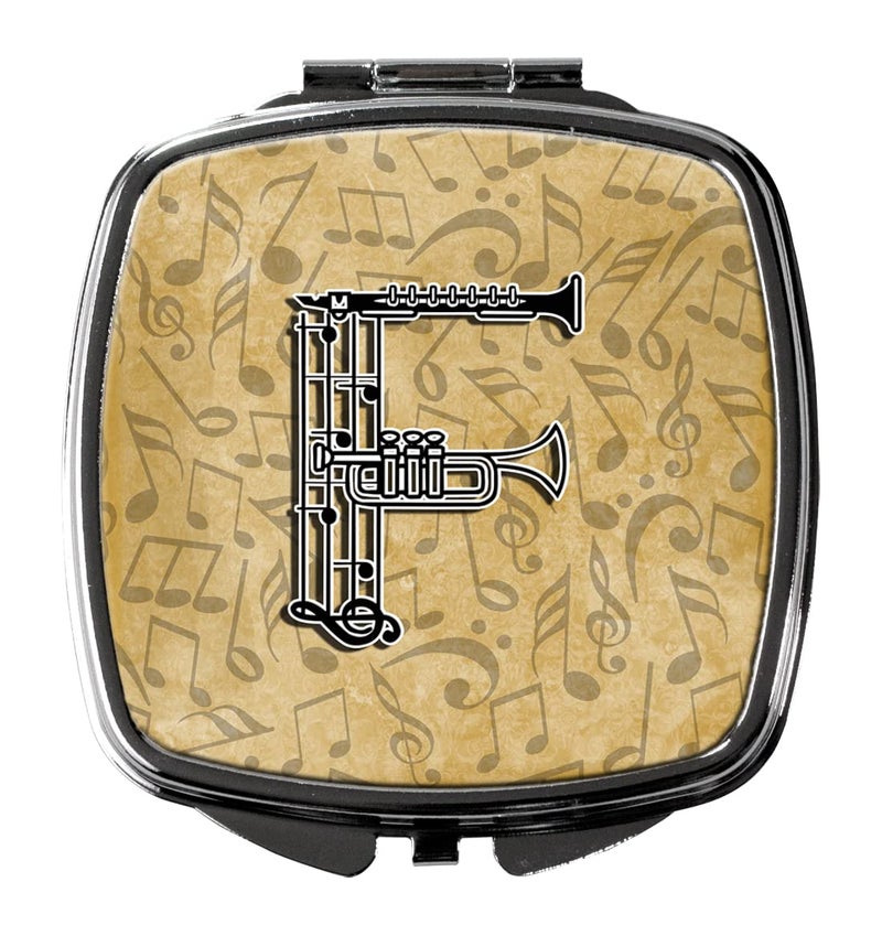 Caroline's Treasures CJ2004-FSCM Letter F Musical Instrument Alphabet Compact Mirror Decorative Travel Makeup Mirror for Women Girls Gifts Pocket Makeup Mirror Folding Handheld - Image 1