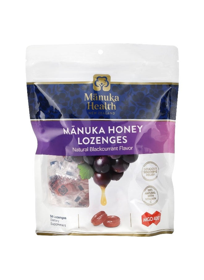 Manuka health Manuka Health, Manuka Honey Lozenges, Natural Blackcurrant, MGO 400+, 58 Lozenges  - Image 1