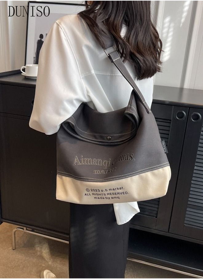 DUNISO - Women's Shoulder Tote Bag Canvas Handbag For Women Large Capacity Crossbody Bag Fashionable Travel Messenger Shoulder Bag For Ladies Girls College Students - Image 1