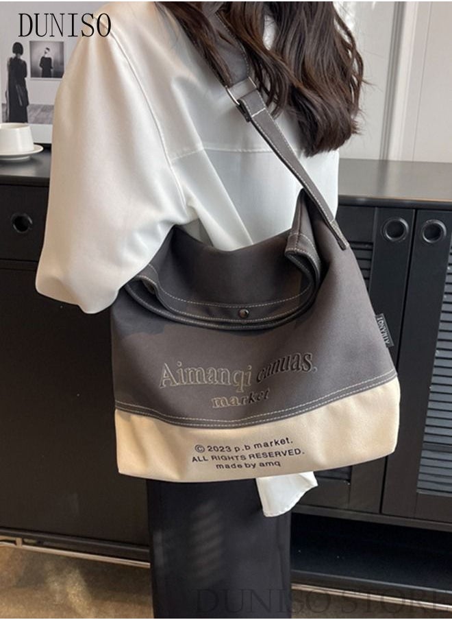DUNISO - Women's Shoulder Tote Bag Canvas Handbag For Women Large Capacity Crossbody Bag Fashionable Travel Messenger Shoulder Bag For Ladies Girls College Students - Image 1