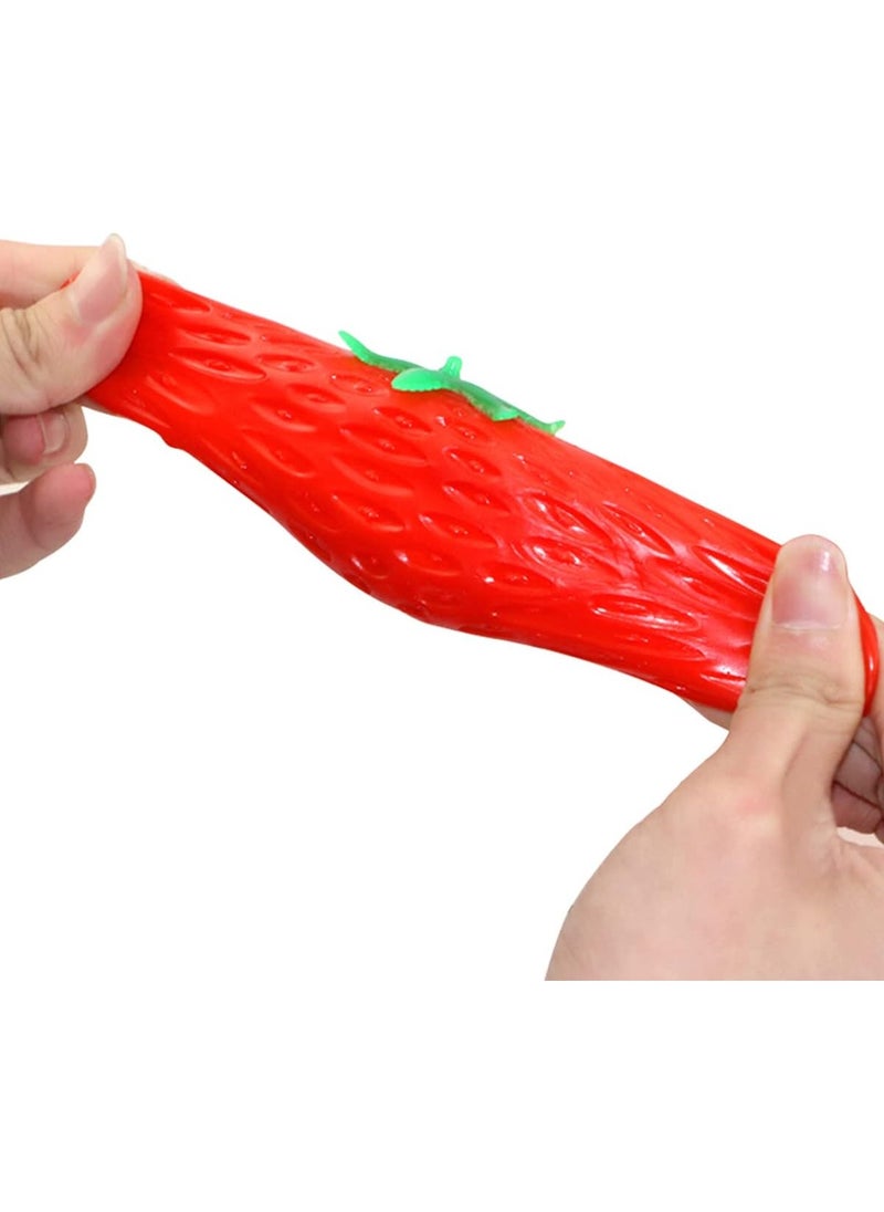 2PCS Simulation Cute Fruit Soft Stress Ball Fidget Sensory Toy, Squeeze Strawberry Decompression Hand Toy, Elastic Slow Rebound Toy