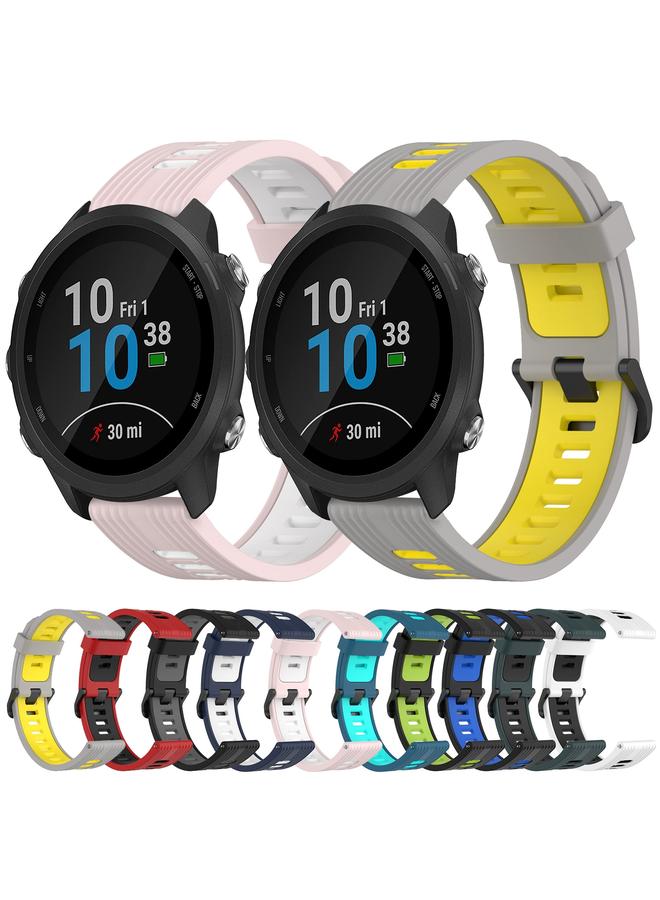 Replacement Band For Garmin Forerunner 245 Music 20mm Vertical Pattern Two-Color Silicone Watch Band - Image 3