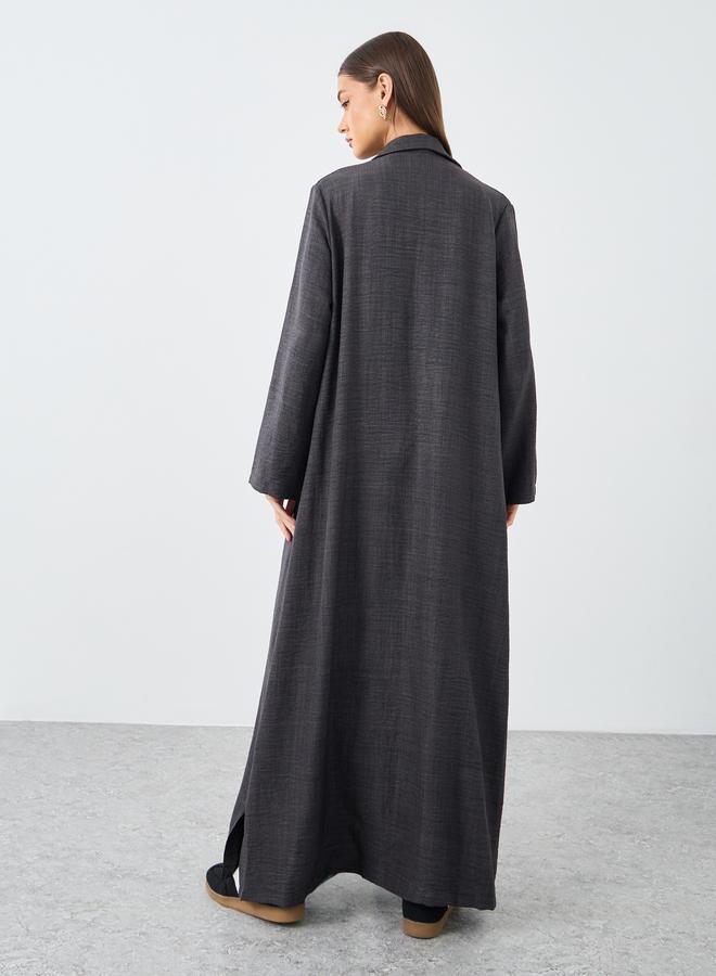 ستايلي أميرة عباية بياقة مشقوقة وفحم وزر تفصيلي - Image 4