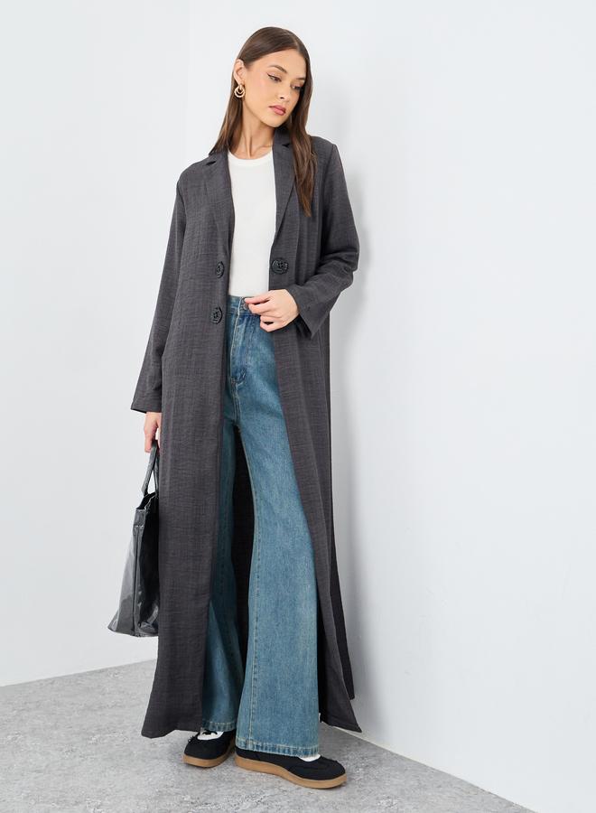 ستايلي أميرة عباية بياقة مشقوقة وفحم وزر تفصيلي - Image 1