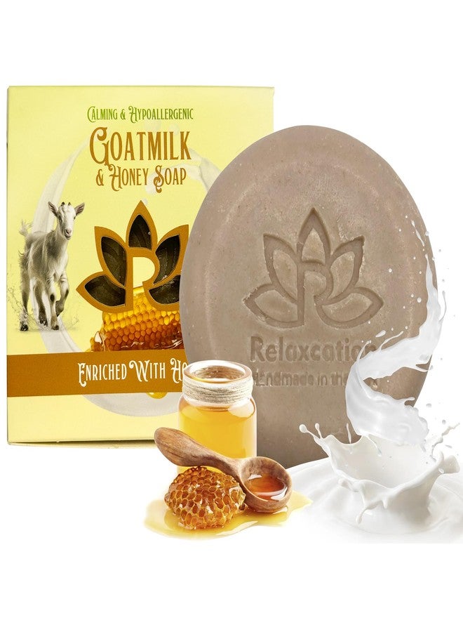 Relaxcation 100% Natural Goat Milk Soap Bar with Real Raw Honey and Coconut Oil and Olive Oil - Mild and Soft Cold Process Soap Bar Handmade in USA (Goat Milk Honey) - Image 1