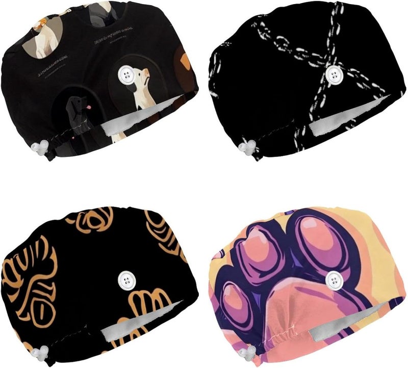 Women and Men's Surgical Cap 4 Packs St Patrick's Day Clover (11) Working Hat One Size - Image 1