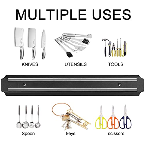AEYTLOI Magnetic Knife Holder (15 Inch - Set Of 2) Magnetic Knife Strips For Wall -Strong Powerful Knife Rack Storage Display Organizer-Securely Hang Knives On a Multipurpose Kitchen Bar - Image 2