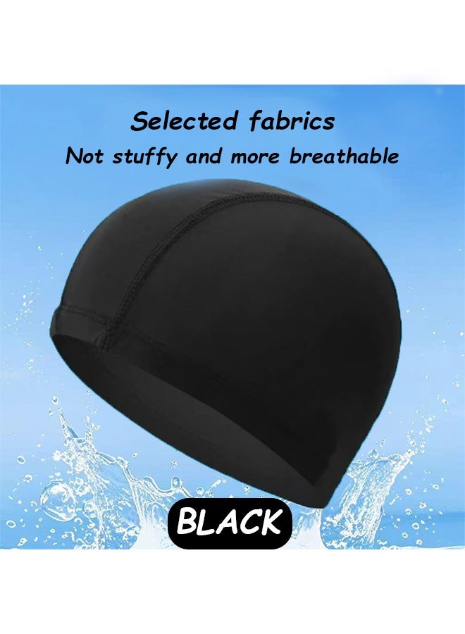 كوانتوم 4 قطع من قبعات السباحة المقاومة للماء، قبعة سباحة من نسيج النايلون، قبعات سباحة مريحة للرجال والنساء - Image 4