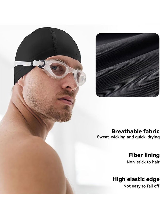 كوانتوم 4 قطع من قبعات السباحة المقاومة للماء، قبعة سباحة من نسيج النايلون، قبعات سباحة مريحة للرجال والنساء - Image 5