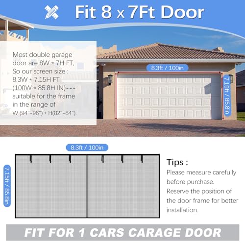 Iduontis Garage Door Screen for 1 Car Garage 8x7FT, Magnetic Screen Garage with Retractable Fiberglass Mesh and Heavy Duty Weighted Bottom, Easy Assembly & Pass, Hands Free Screen Door Kit - Image 2