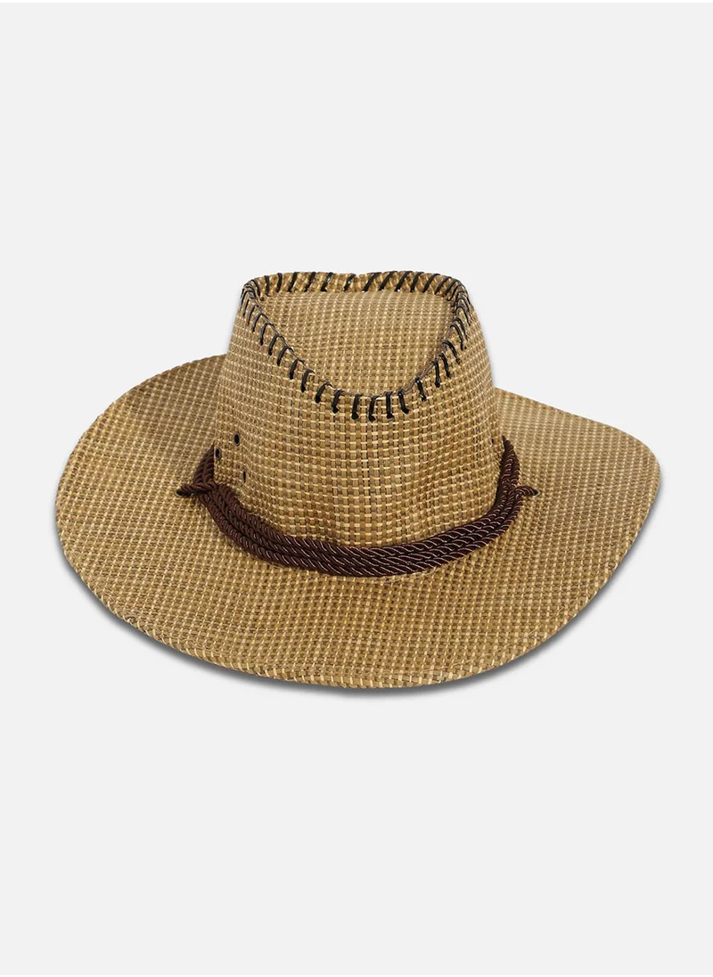 Haute Sauce Contrast Rope Cowboy Hat - Beige