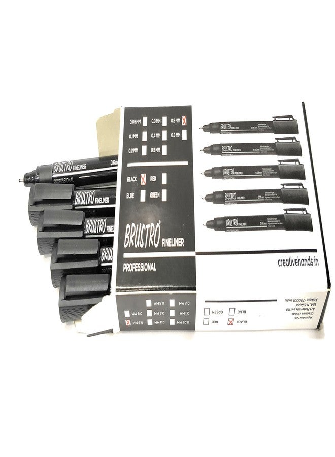 BRUSTRO Professional Pigment Based Fineliner Pen | Black, Box of 10, Tip Sizes - 0.6mm | Waterproof, UV Resistant Ink, Comfortable Grip, Ideal for Mandala, Drawing,Artist Illustration,Sketching - Image 3