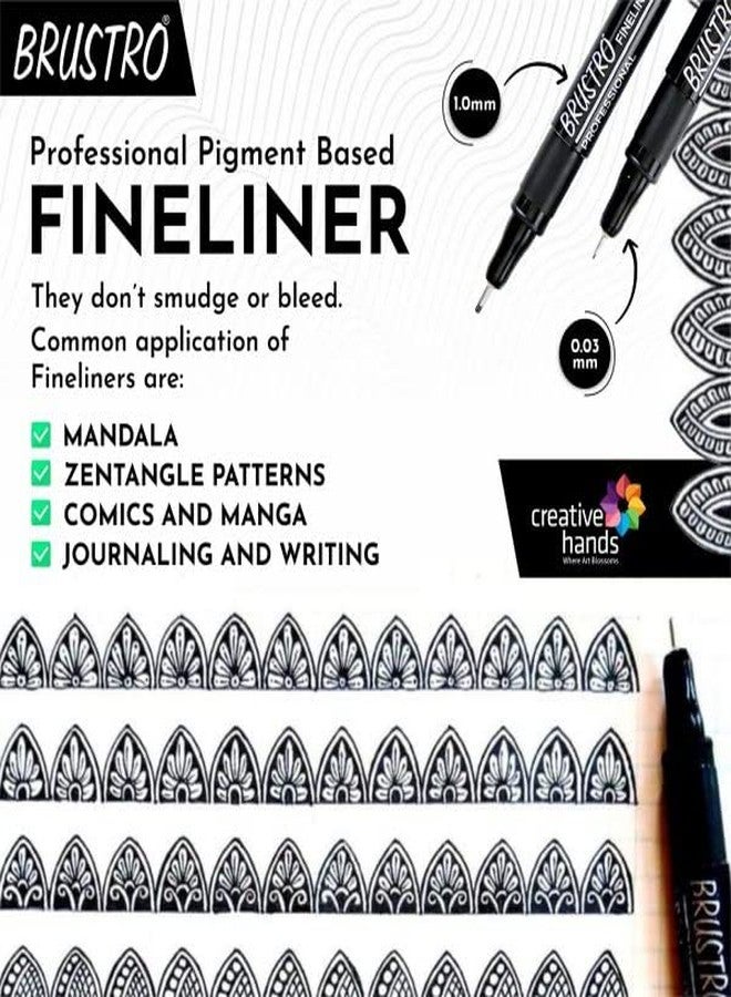 BRUSTRO Professional Pigment Based Fineliner Pen | Black, Box of 10, Tip Sizes - 0.6mm | Waterproof, UV Resistant Ink, Comfortable Grip, Ideal for Mandala, Drawing,Artist Illustration,Sketching - Image 5