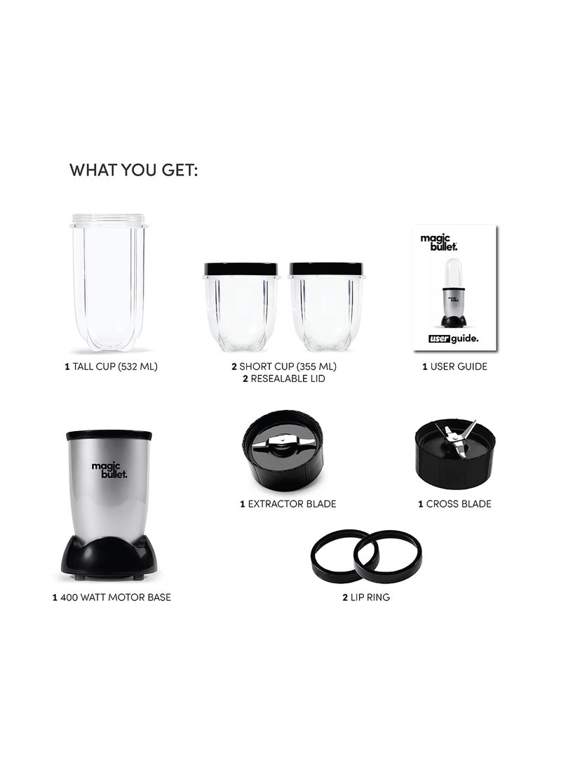 ماجيك بوليت نظام خلاط/عجان عالي السرعة من 9 قطع 530 ml 400 W MB4-1012 فضي - Image 4