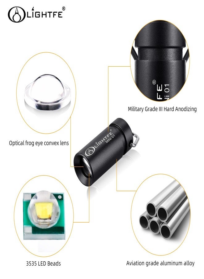 LIGHTFE MINI01 Keychain Flashlight mini Keychain Light is Light, Small, and Bright (Mini01 Black) - Image 2