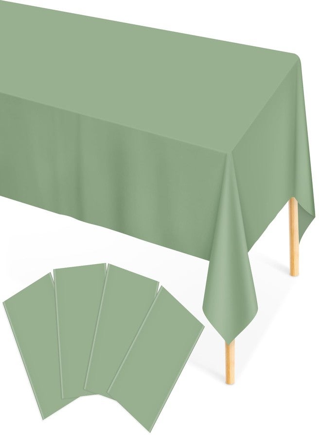 Mulbozy 4 Pcs Sage Green Tablecloth Plastic 54 ×108 Inches Rectangle Sage Green Tablecloth Disposable Plastic Waterproof Table Cover for Outdoor Picnic, Kitchen, Holiday Birthday Wedding Baby Shower Party - Image 1