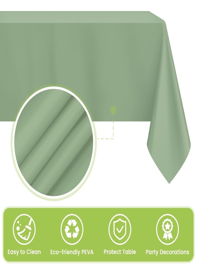 Mulbozy 4 Pcs Sage Green Tablecloth Plastic 54 ×108 Inches Rectangle Sage Green Tablecloth Disposable Plastic Waterproof Table Cover for Outdoor Picnic, Kitchen, Holiday Birthday Wedding Baby Shower Party - Image 4