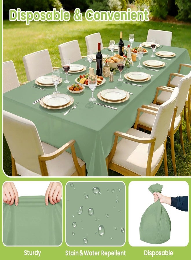 Mulbozy 4 Pcs Sage Green Tablecloth Plastic 54 ×108 Inches Rectangle Sage Green Tablecloth Disposable Plastic Waterproof Table Cover for Outdoor Picnic, Kitchen, Holiday Birthday Wedding Baby Shower Party - Image 5