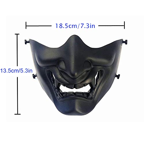 MTGHYARE Tactical Half Face Masks, Evil Demon Hannya Kabuki Samurai Oni Mask Airsoft Protective Masks for Cs War Game Halloween Party (White) - Image 4