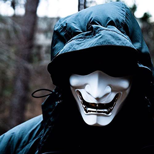 MTGHYARE Tactical Half Face Masks, Evil Demon Hannya Kabuki Samurai Oni Mask Airsoft Protective Masks for Cs War Game Halloween Party (White) - Image 2
