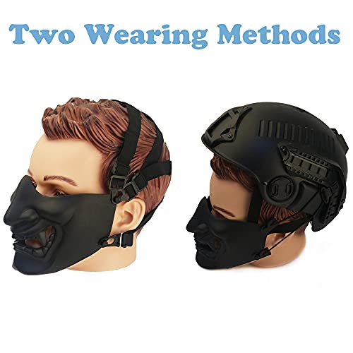 MTGHYARE Tactical Half Face Masks, Evil Demon Hannya Kabuki Samurai Oni Mask Airsoft Protective Masks for Cs War Game Halloween Party (White) - Image 5
