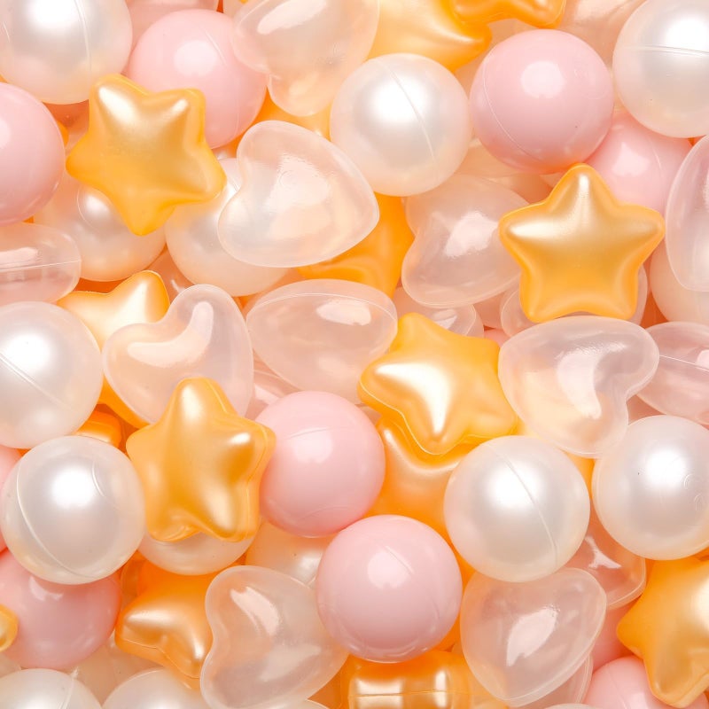 GOGOSO Ball Pit BallsPlastics Balls for Ball Pit Stars Hearts Shape for PastelBall for Toddlers KidsPink Gold White Clear100pcs - Image 3